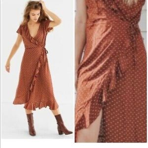 Rust wrap-dress - urban outfitters
